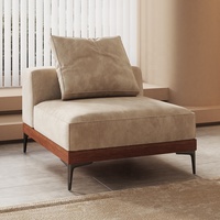 Juego de Sofás para Sala de Estar, Sofá Seccional Modular con Base de Madera Maciza, Tela Beige, Patas de Metal Plateado, Canape de Perfil Bajo