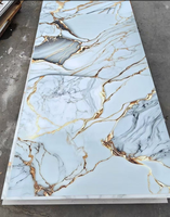Marbre PVC brillant avec revêtement UV 600*1200mm, feuille de marbre plastique, panneau PVC 3mm avec revêtement UV