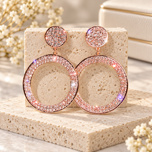 Boucles d'oreilles pendantes géométriques en strass pour femmes, bijoux de mode scintillants et tendance - Product Image 6
