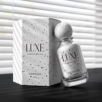 Flacon de parfum personnalisé, nouveau design, 30 ml, 50 ml, 100 ml, flacon de parfum rond en verre vide, couleur intérieure blanche, flacon de parfum avec boîte