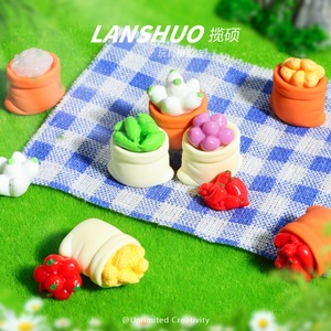 Lanshuo Mini Resin <b>Vegetable</b> <b>Bags</b> DIY Craft Decor Home Ornament Keychain Set - Product Image 1