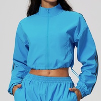 Ensemble veste et short de tennis pour femme, coupe courte, col montant, fermeture éclair frontale, coupe-vent, léger, séchage rapide, poches zippées, personnalisable avec marque privée