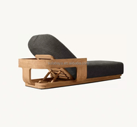 Chaise longue réglable en teck moderne Sedona, résistante aux intempéries, aux UV et écologique, pour l'extérieur, la plage, l'hôtel