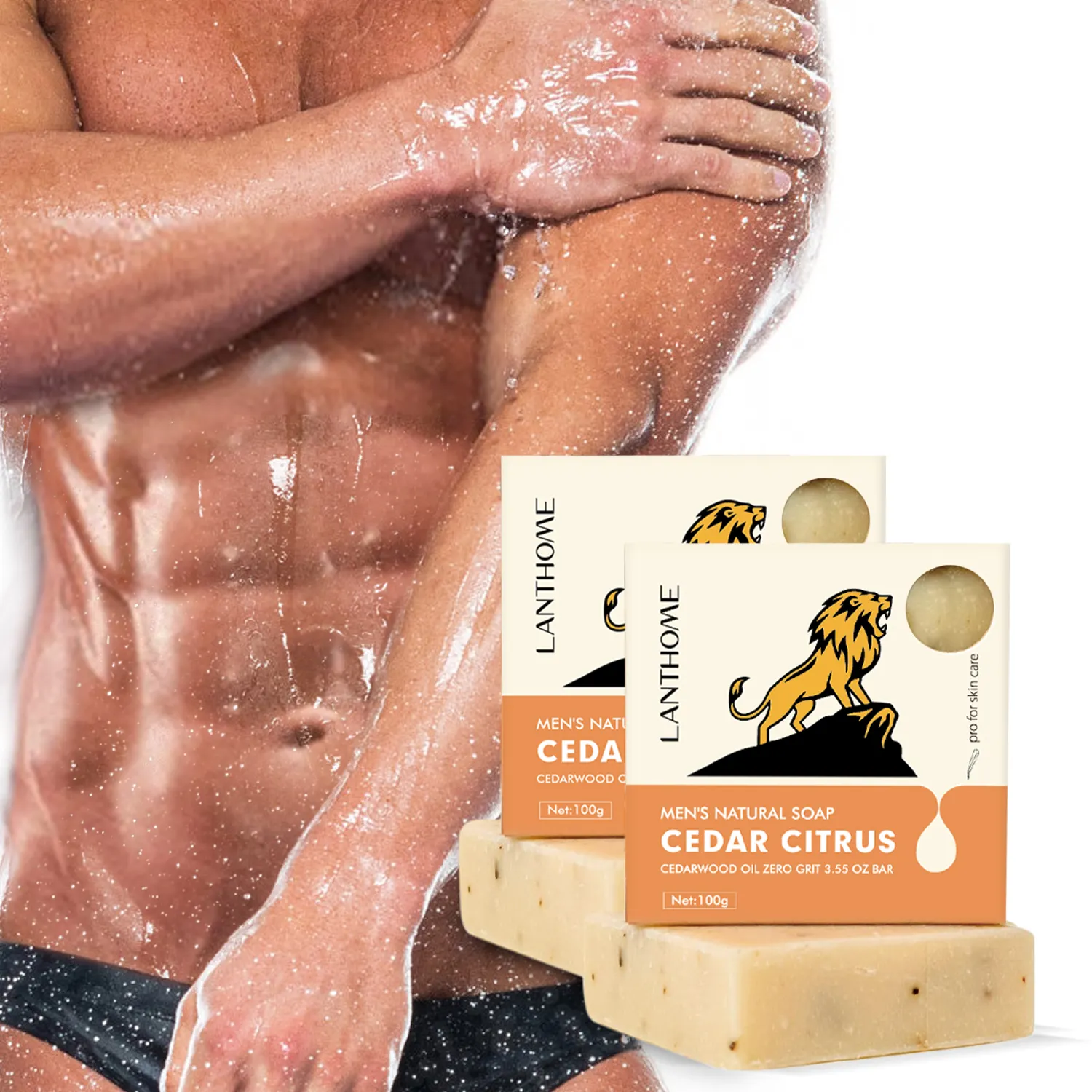 Soap Bar Private Label Manufacturer Moisturizing Formula Exfoliating Body Cedar Citrus Men's Natural Soap