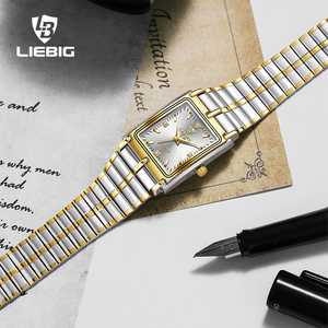 LIEBIG L1018 Orologio di Coppia per San Valentino, <span class=keywords><strong>Orologi</strong></span> Dorati Impermeabili in Acciaio Inossidabile per Uomo e Donna, Orologio al Quarzo con <span class=keywords><strong>Quadrante</strong></span> <span class=keywords><strong>Quadrato</strong></span> per Innamorati - Product Image 3