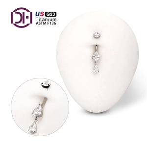 हम आयात किए गए f136 टाइटेनियम मिश्र धातु G23 नाभि स्टड पेट की रिंग आंसू ड्रॉप ज़िरकॉन नाभि बटन नाभि भेल - Product Image 5