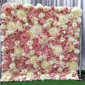<span class=keywords><strong>L11</strong></span> Panneau de fond mural personnalisé de 20cm avec grande fleur de rose en soie 8ft x 8ft 3D Roll Up Mur de fleurs artificielles pour décoration florale de mariage - Product Image 1