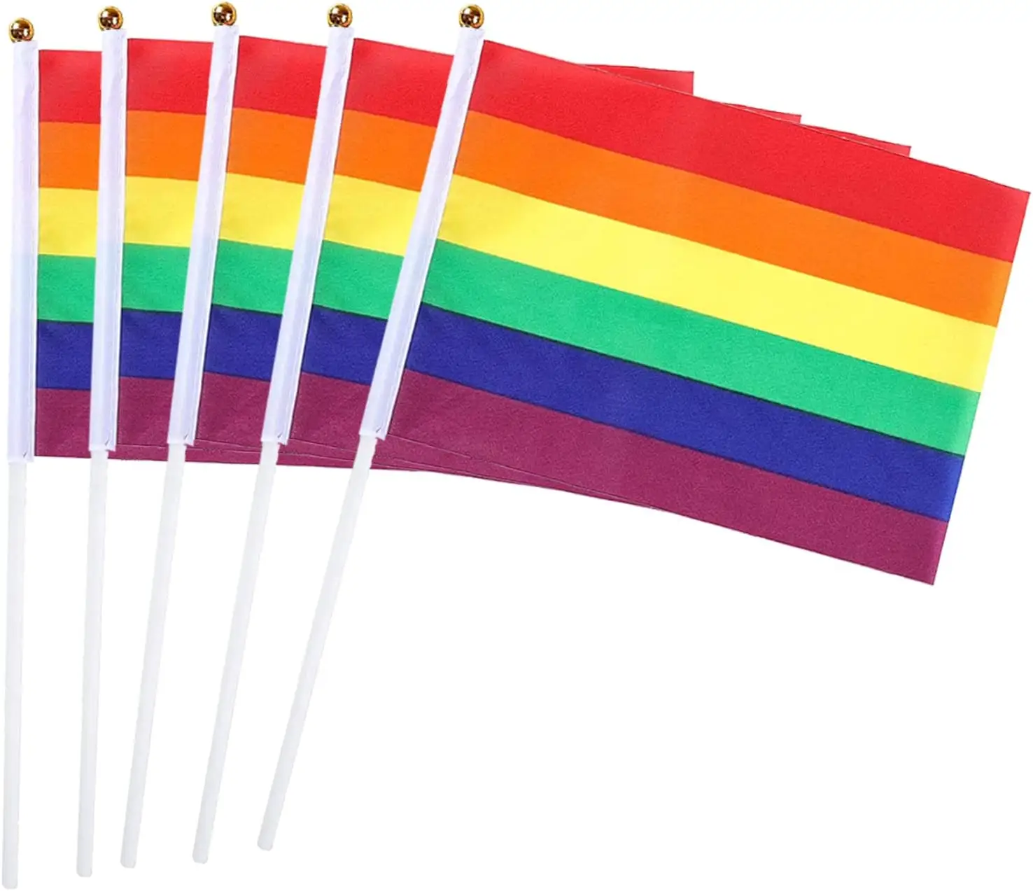 Pride Rainbow Stick Flag Small Handheld Rainbow Flag Mini LGBT Flag Bunting per LGBT Parades Mardi Gras Rainbow Party