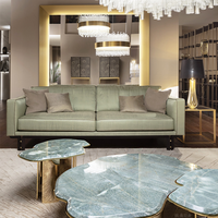 Meubles d'hôtel 5 étoiles haut de gamme, table basse moderne de luxe en pierre écologique, ensemble de table basse design pour villa, table irrégulière unique