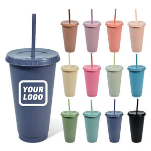 Vasos <span class=keywords><strong>de</strong></span> plástico reutilizables <span class=keywords><strong>de</strong></span> 24oz con tapas y pajitas, vasos coloridos para fiestas, cumpleaños, taza <span class=keywords><strong>de</strong></span> viaje - Product Image 1