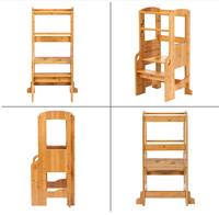 Kleinkind-Lernturm Sicherer Tritthocker aus Bambus Höhenverstellbarer Kinder-Küchenhocker Kinder-Lernhocker