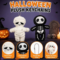 Porte-clés en peluche promotionnel amusant pour Halloween, avec breloques chauve-souris et petit diable, logo de mascotte personnalisé, vente en gros