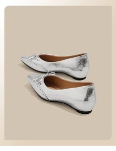 White Flat Shoes Bow Cut-out Breathable Upper Square Toe Ballet For 2027 Spring <b>Gift</b> For <b>Friends</b>, Go To School, Bride <b>Gift</b> - Product Image 2