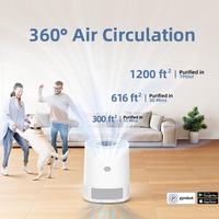 Purificateur d'air intelligent de bureau pour la maison, 300 m³/h CADR, en plastique, 3 vitesses réglables, contrôle tactile via application WiFi, utilisation intérieure, alimentation USB, silencieux