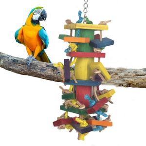 Juguete Colgante de Madera Multicolor Natural para Loros, Aves y Maracas, con Cuerda de Cuero y Bloques de Madera, Juguete Columpio para Masticar - ¡Venta Caliente! - Product Image 5