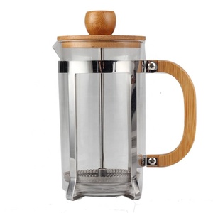 0.6L Capacity, Stainless Steel Shell, Wood Lid and Handle, Borosilicate Glass <b>French</b> <b>Press</b> - Product Image 1