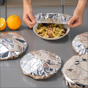 Couvre-plats en aluminium souple PE, lot de 4, couvercles ronds pour aliments, adaptés au micro-ondes, pour une utilisation en cuisine - Product Image 2
