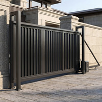 Automatische schuifpoort van aluminium met privacylamellen, op afstand bedienbaar, elektrisch, op maat gemaakt voor villa oprit, weerbestendig, anti-roest, beveiligingspoort voor binnenplaats