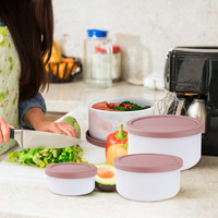 Four Congélateur Sûr Réutilisable Bento Boîte Restes De Stockage Étanche Rond Silicone Bol De Stockage Des Aliments Grand Déjeuner Conteneur Avec Couvercles