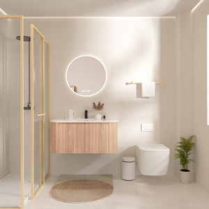 USA Free Shipping Customized Simple Design Wall Mount Bathroom <strong>Vanity</strong> Cabinets 90cm Round Bathroom Cabinet <strong>Vanity</strong> With Basin - Product Image 3