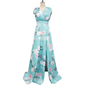 Vestido de Noche Estampado con Hombros Descubiertos, Cintura Imperio, Espalda Descubierta, Transpirable, Largo, para Mujer, Verano - Product Image 5