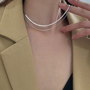 2021 nouveau collier de chaîne de clavicule <span class=keywords><strong>en</strong></span> argent Sterling Simple pour femmes Double empilé Ins vent froid avec pierre principale Moissanite - Product Image 4