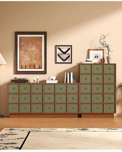 Buffets de luxe en bois massif vert nordique, design moderne shaker, 6 étagères, montage facile, grand buffet de cuisine, salon - Product Image 4