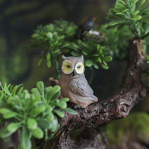 Simülasyon Baykuş Reçine El Sanatları Süs Bahçe Yosunu Mikro Peyzaj Hayvan Temalı İş Hediyesi Eve Taşınma Süsü - Product Image 4