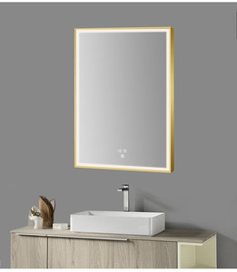 Mobile da bagno a <span class=keywords><strong>specchio</strong></span> a led <span class=keywords><strong>specchio</strong></span> da bagno a led con cornice in alluminio color oro <span class=keywords><strong>50x70</strong></span> - Product Image 3