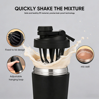 Bouteille shaker Everich avec compartiment de rangement, 26 oz, en acier inoxydable 18/8, avec boule mélangeuse et brosse, cadeau idéal pour la gym et le fitness