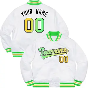 2024 nuovo design da uomo giacca da Baseball Varsity Casual Flight Letterman Bomber Split White splice outdoor personalizzato unisex