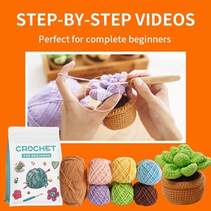 Juego de cuatro piezas, paquetes de Material de ganchillo hechos a mano DIY, agujas de tejer de hilo de Cactus en maceta, uso doméstico - Product Image 2