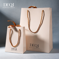 Bolsa de Papel Blanca de Lujo Premium con Asa de Cuerda, Logotipo Personalizado, Bolsa de Regalo para Joyería, Bolsa de Compras para Boutique y Marca Minorista