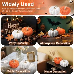 Zucche Artificiali in Ceramica e Resina Arancione 20 cm Grandi per Halloween, Ringraziamento, Autunno, Decorazione Casa, Esterni, Tavolo e Giardino - Product Image 4