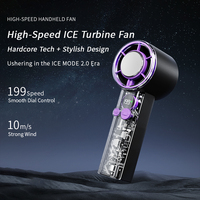 Ventilateur portable à main avec batterie de 3000 milliampères, charge de type C, affichage numérique LED, poche à glace