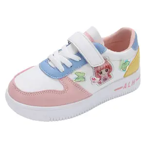 High Quality Cute Cartoon Kids Sneakers girls Children Sport Shoes Children's Casual Shoes Flat Bottom Board Leather sole shoes