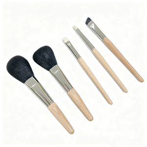 Ensemble de 5 pinceaux de maquillage de voyage, personnalisation de la marque, pinceaux à blush, à estomper les fards, à sourcils, pinceaux cosmétiques portables pour le visage avec sac de rangement - Product Image 6