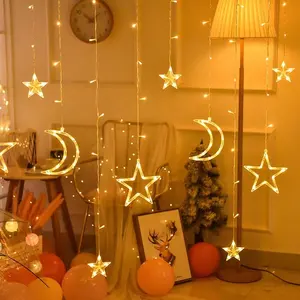 Popular Design 3.5m Christmas curtain LED light with star shape hot sale for Christmas decoration adornos de navidad