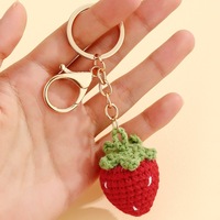 Porte-clés en gros tricoté à la main, motifs fruits mignons (pastèque, orange, fraise), accessoires de sac en crochet