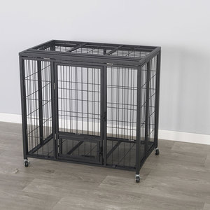 Iron <strong>Wire</strong> PP <strong>Dog</strong> <strong>Cage</strong> Outdoor/Indoor Breathable Powder-Coated Large Classic Modern Simple <strong>Foldable</strong> Horizontal Sliding Box Packed - Product Image 4