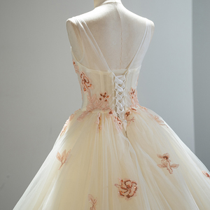 Robe de bal en tulle champagne clair Sfy242 avec bretelles, robe de bal pour Sweet 16, robe de soirée formelle Jancember - Product Image 6