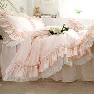 Großhandel zarte Stickerei 8 Stück rosa Braut Hochzeit Bettwäsche Set Luxus für große Feier - Product Image 2