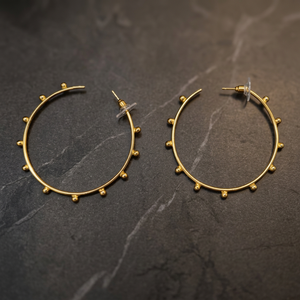 Pendientes de Aro con Púas Geométricas Estilo Punk, Chapados en Oro, de Aleación de Cobre y Latón, Hechos a Mano, Unisex, Étnicos, Soumya Creations BPE-115 - Product Image 3