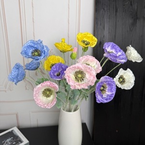 Flores Artificiales de Amapola Islandesa de Mu Jinxi, Flores de Seda Multicolores, Decoraciones y Adornos para Bodas - Product Image 1