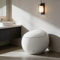Bidet chauffant futuriste tout-en-un allongé avec siphon P intégré, chasse d'eau siphonique, capteur de pied, ouverture/fermeture automatique et affichage LED