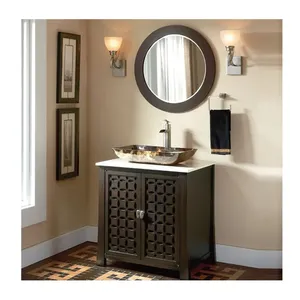 Venta al por mayor de muebles de lujo modernos Fregadero Espejo Vanidad Mdf Mueble de baño de madera