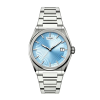 Montre mécanique automatique OEM avec logo personnalisé, acier 316L, Miyota 8215, 38 mm, saphir avec revêtement antireflet, étanche 10 ATM, date, style business
