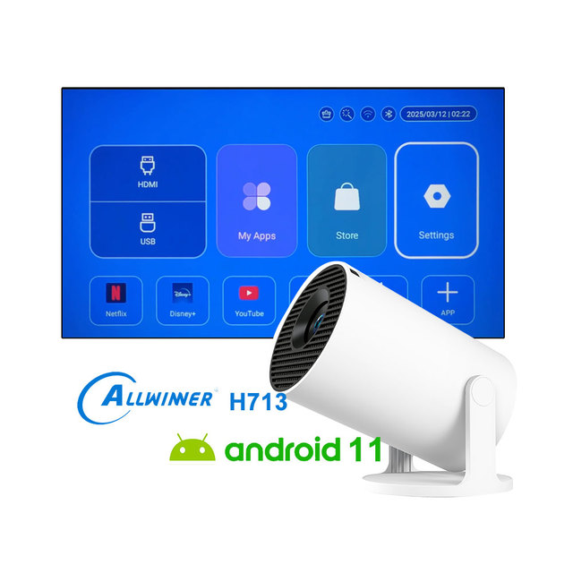 Hy300 Pro Plus 720P Short Throw Projector with Wifi 6 Android 11 OS 170 ANSI Portable Mini Projector for Outdoor Home Cinema