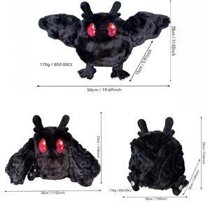 Peluche personnalisée <span class=keywords><strong>Mothman</strong></span> Cryptide Ailé, Grandes Yeux Rouges, Poupée en Peluche Super Douce Remplie de Coton PP, Unisexe, à partir de 8 ans - Product Image 5