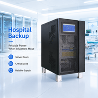 Onduleur triphasé en ligne 10 kVA à onde sinusoïdale pure, batterie au plomb-acide, alimentation de secours pour serveur hospitalier et charge critique, modèle Powermerry 33-10